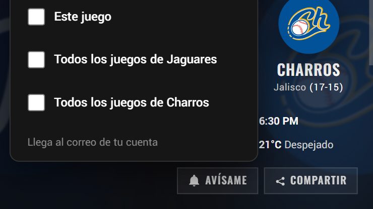 Botón Avísame en la página del juego